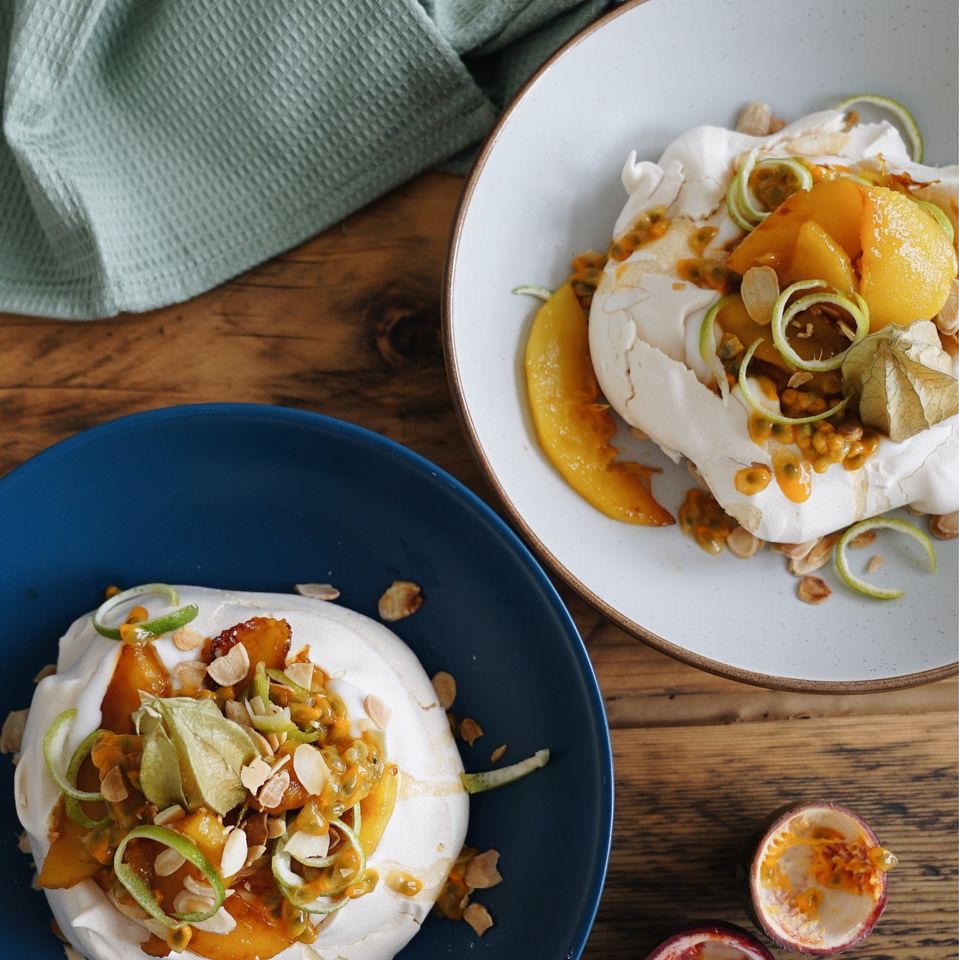 Tropical Meringue Pavlova made vegan using OGGS Aquafaba