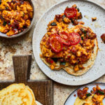 Savoury Pancakes with Spicy OGGS® and Tomatoes
